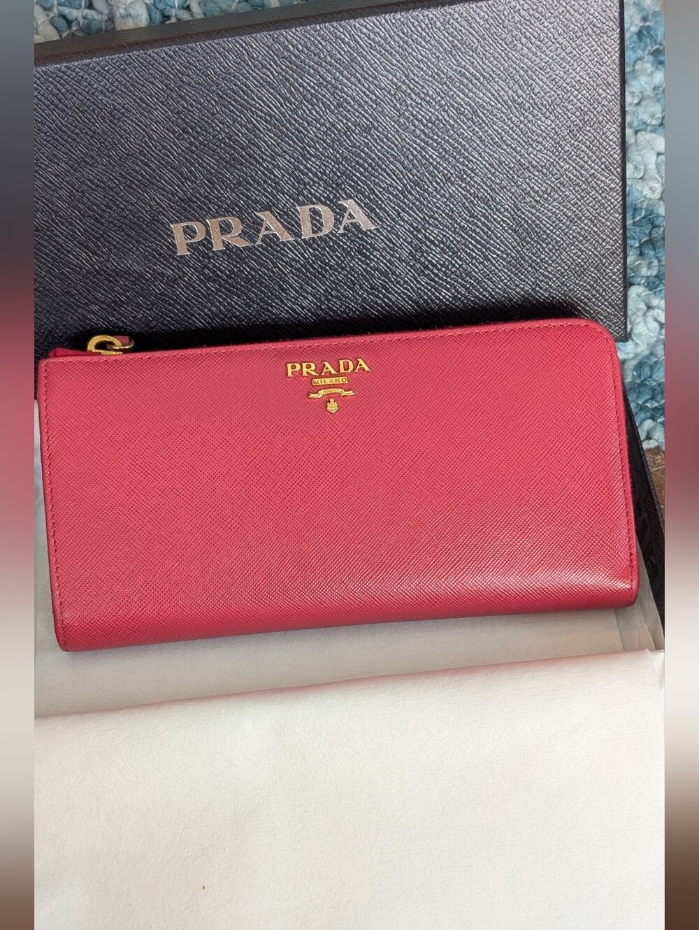 Prada Saffiano Leather Zip-Around Wallet In Peonia Pink